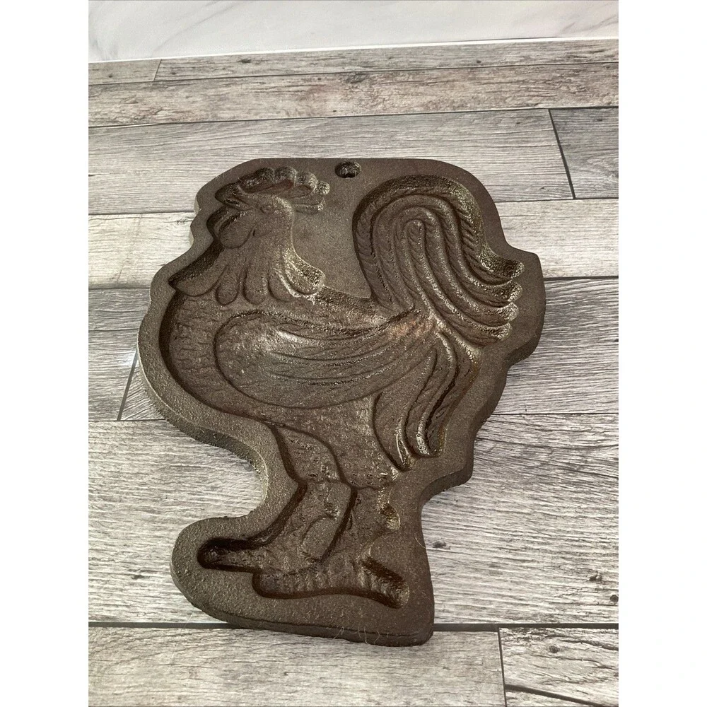 Vintage Cast Iron Rooster Wall Hanging Mould  J. Wright Farmhouse Decor Cookie